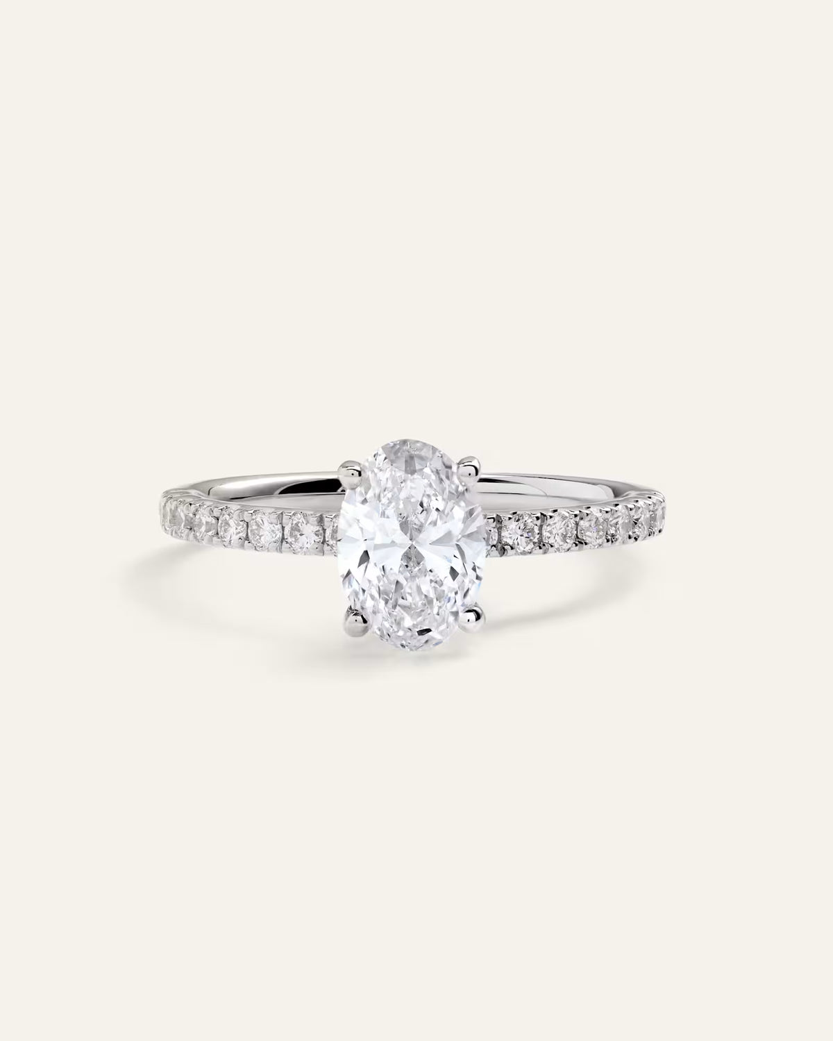 Lab Grown Diamond Oval Petite Pave Engagement Ring - 1ct - US 6224