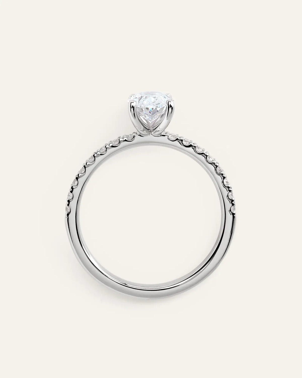 Lab Grown Diamond Oval Petite Pave Engagement Ring - 1ct - US 6224