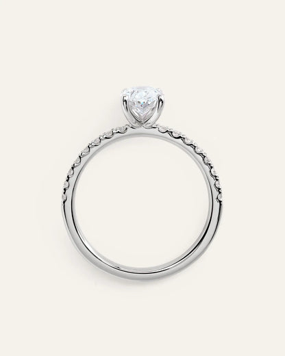 Lab Grown Diamond Oval Petite Pave Engagement Ring - 1ct - US 6224