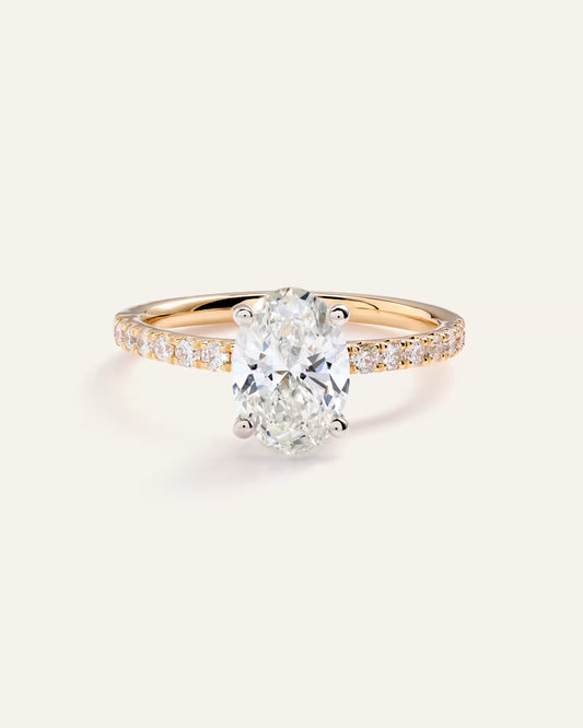 Lab Grown Diamond Oval Petite Pave Engagement Ring - 1.50ct - US 0428