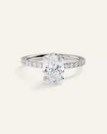 Lab Grown Diamond Oval Petite Pave Engagement Ring - 1.50ct - US 1016