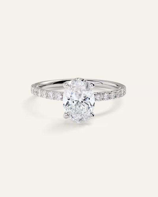 Lab Grown Diamond Oval Petite Pave Engagement Ring - 1.50ct - US 3074