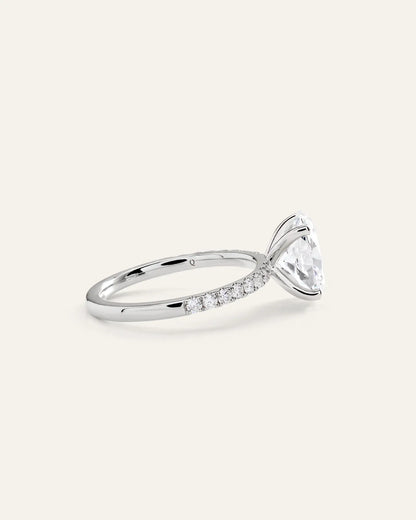 Lab Grown Diamond Oval Petite Pave Engagement Ring - 2ct - US 1895