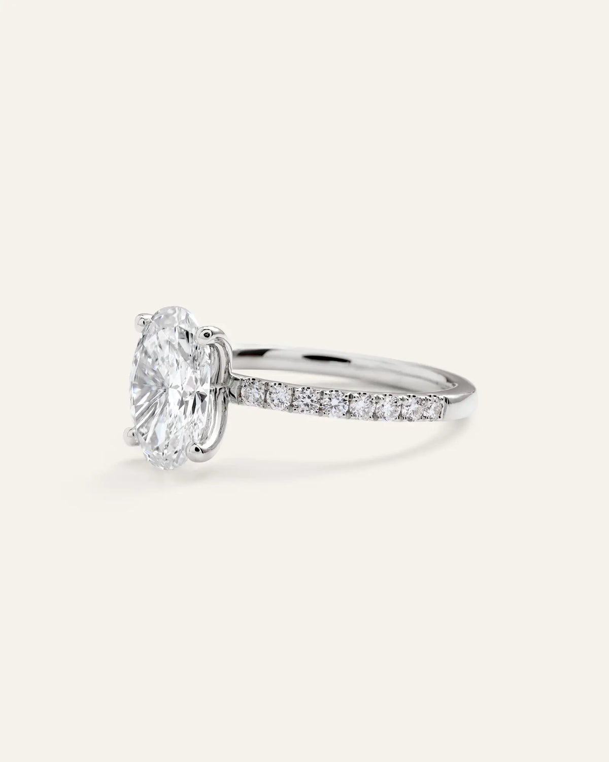 Lab Grown Diamond Oval Petite Pave Engagement Ring - 2ct - US 1895