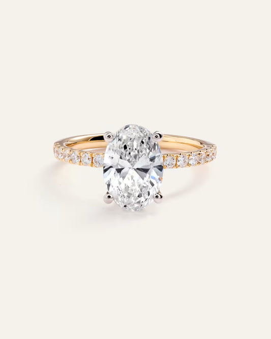 Lab Grown Diamond Oval Petite Pave Engagement Ring - 2ct - US 4667
