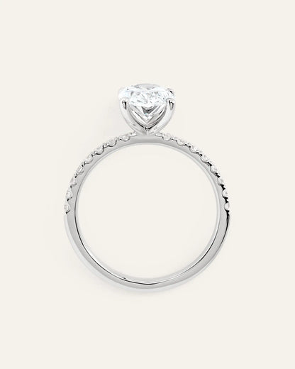 Lab Grown Diamond Oval Petite Pave Engagement Ring - 2ct - US 1895
