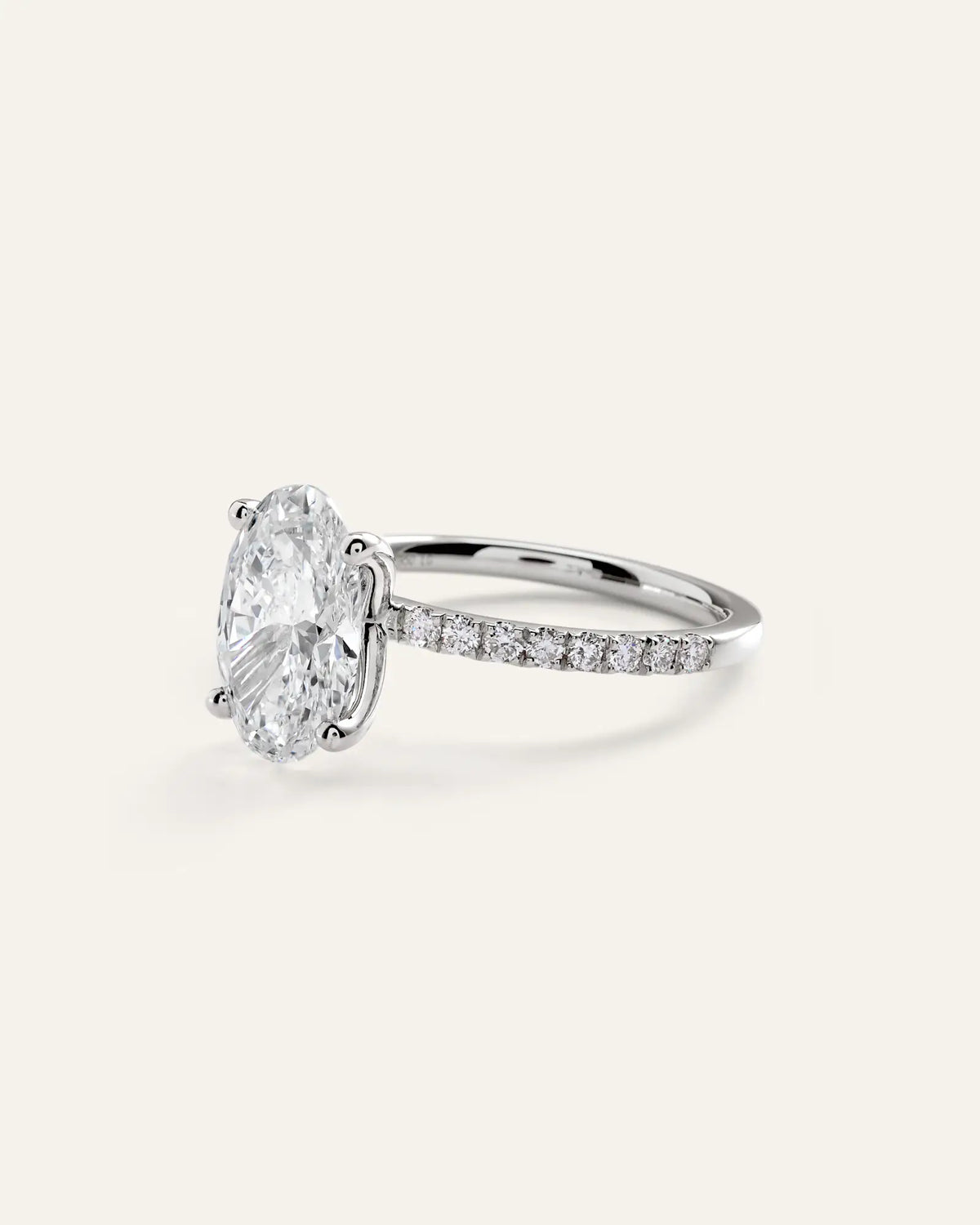 Lab Grown Diamond Oval Petite Pave Engagement Ring - 3ct - US 0305