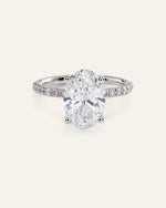 Lab Grown Diamond Oval Petite Pave Engagement Ring - 3ct - US 0305