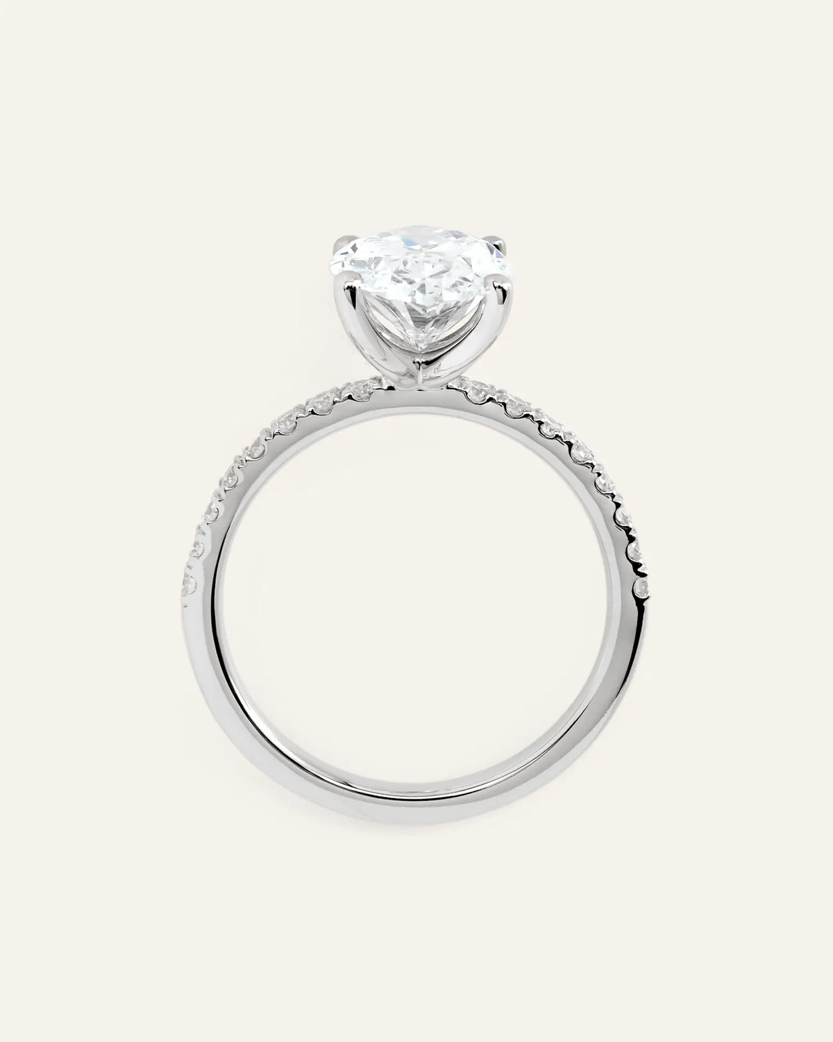 Lab Grown Diamond Oval Petite Pave Engagement Ring - 3ct - US 0305