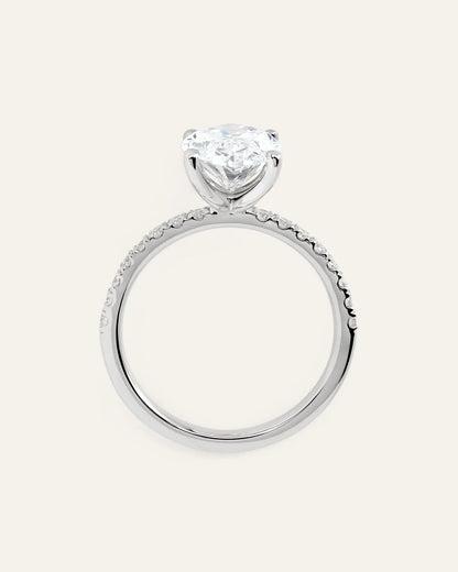 Lab Grown Diamond Oval Petite Pave Engagement Ring - 3ct - US 0305