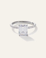Lab Grown Diamond Emerald Petite Pave Engagement Ring - 3ct - US 3240