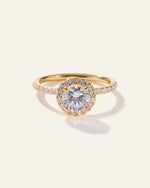 Lab Grown Diamond Round Halo Pave Engagement Ring - 1ct - US 7819