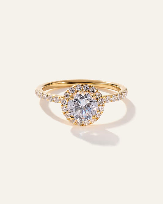 Lab Grown Diamond Round Halo Pave Engagement Ring - 1ct - US 7819