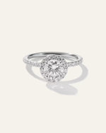 Lab Grown Diamond Round Halo Pave Engagement Ring - 1ct - US 5594