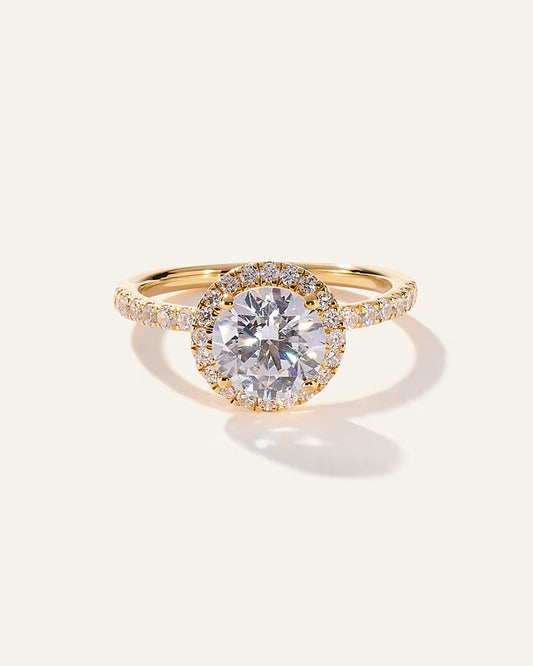Lab Grown Diamond Round Halo Pave Engagement Ring - 1.50ct - US 2412