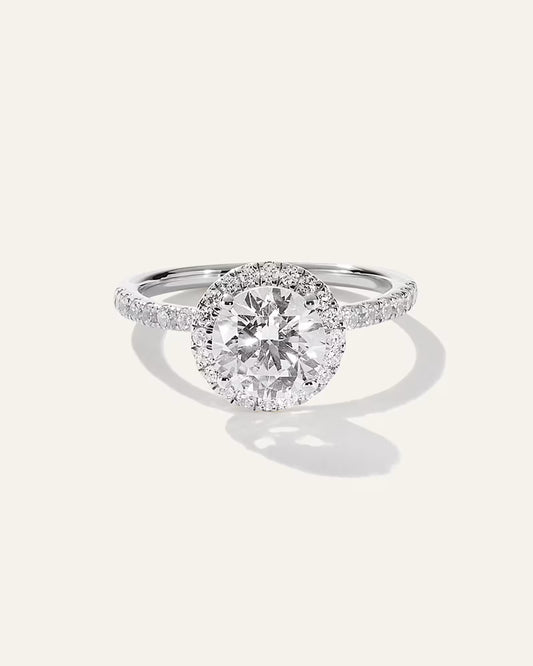 Lab Grown Diamond Round Halo Pave Engagement Ring - 1.50ct - US 8966