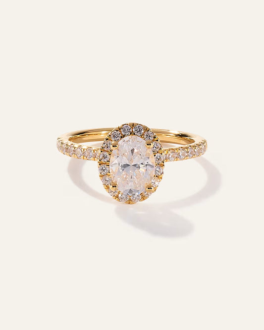 Lab Grown Diamond Oval Halo Pave Engagement Ring - 1ct - US 8277