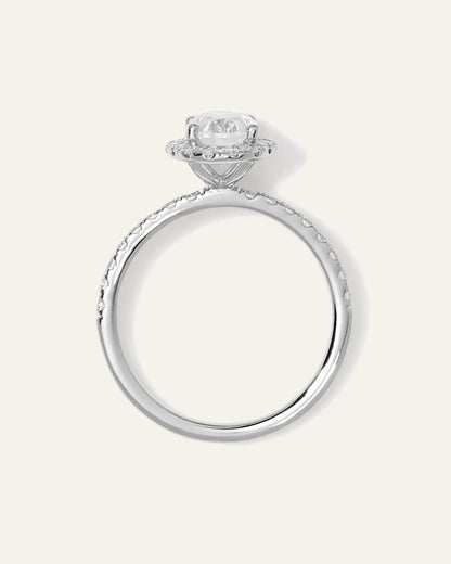 Lab Grown Diamond Oval Halo Pave Engagement Ring - 1ct - US 3505