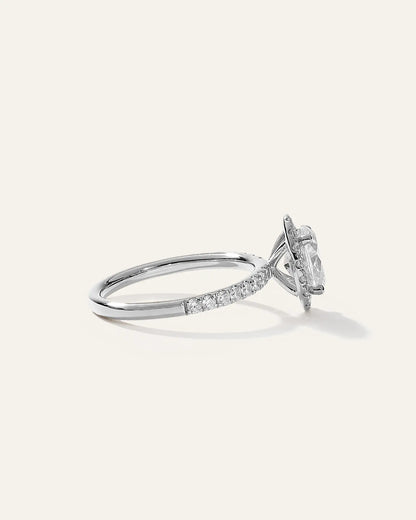 Lab Grown Diamond Oval Halo Pave Engagement Ring - 1ct - US 3505