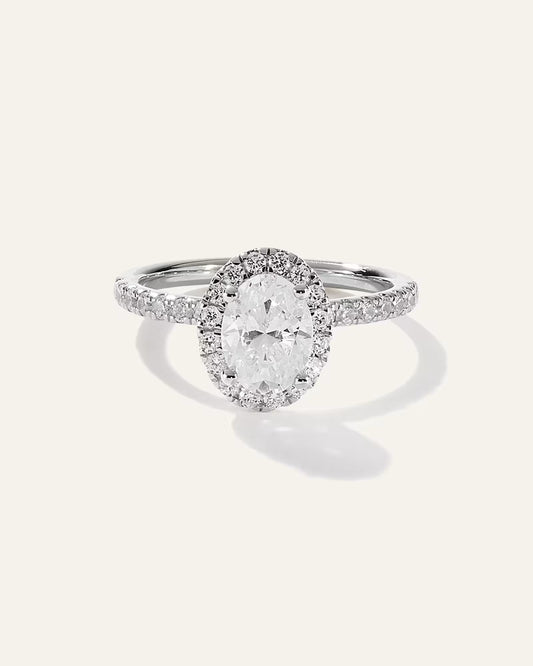 Lab Grown Diamond Oval Halo Pave Engagement Ring - 1ct - US 3505