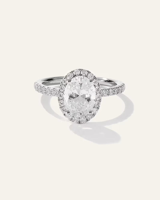 Lab Grown Diamond Oval Halo Pave Engagement Ring - 1.50ct - US 7000