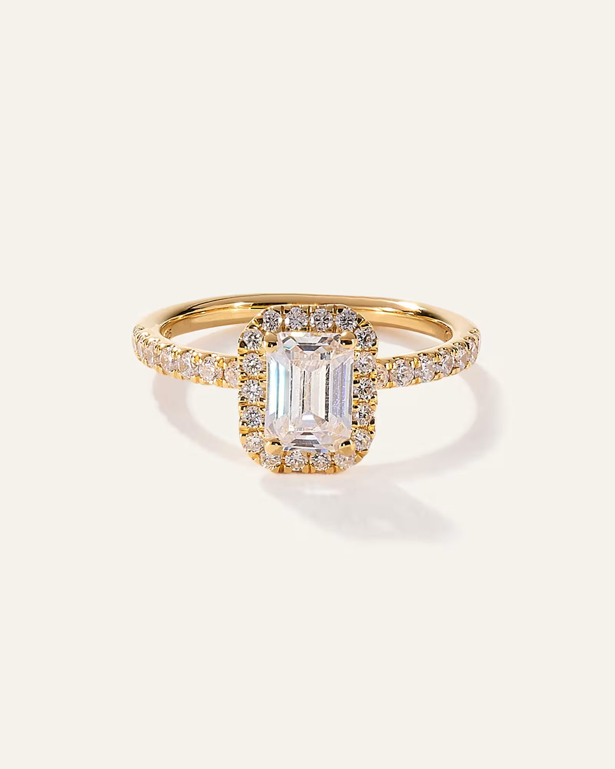 Lab Grown Diamond Emerald Halo Pave Engagement Ring - 1ct - US 8095