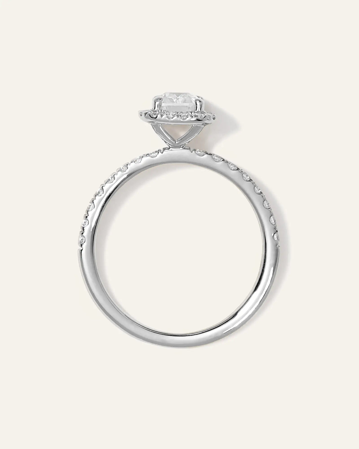 Lab Grown Diamond Emerald Halo Pave Engagement Ring - 1ct - US 5977