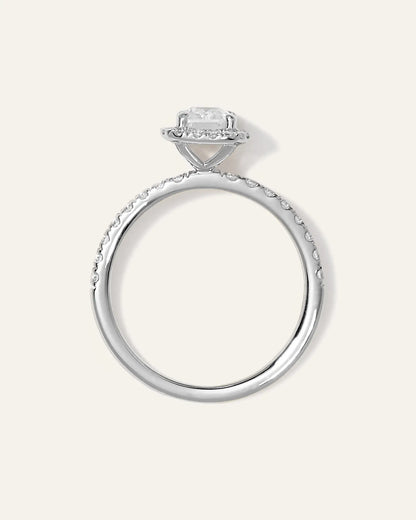 Lab Grown Diamond Emerald Halo Pave Engagement Ring - 1ct - US 5977