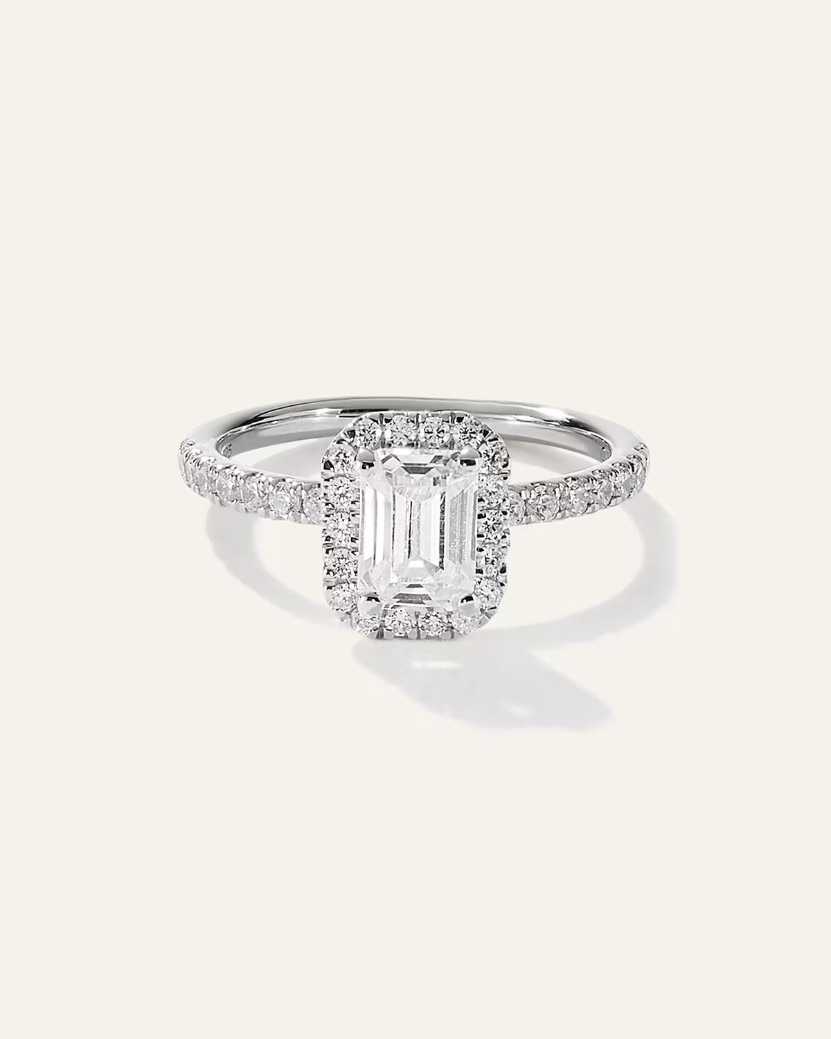 Lab Grown Diamond Emerald Halo Pave Engagement Ring - 1ct - US 5977