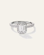 Lab Grown Diamond Emerald Halo Pave Engagement Ring - 1ct - US 5977