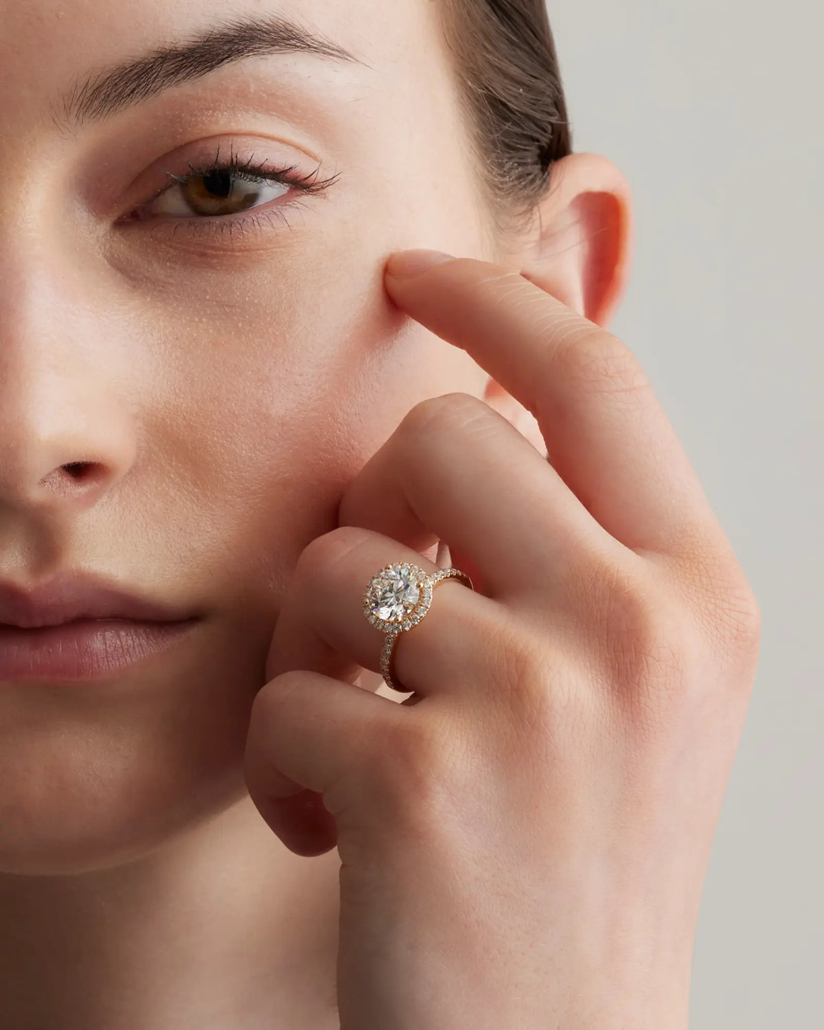 Lab Grown Diamond Round Halo Pave Engagement Ring - 2ct - US 7164