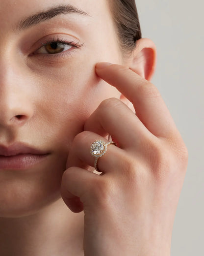 Lab Grown Diamond Round Halo Pave Engagement Ring - 2ct - US 7164