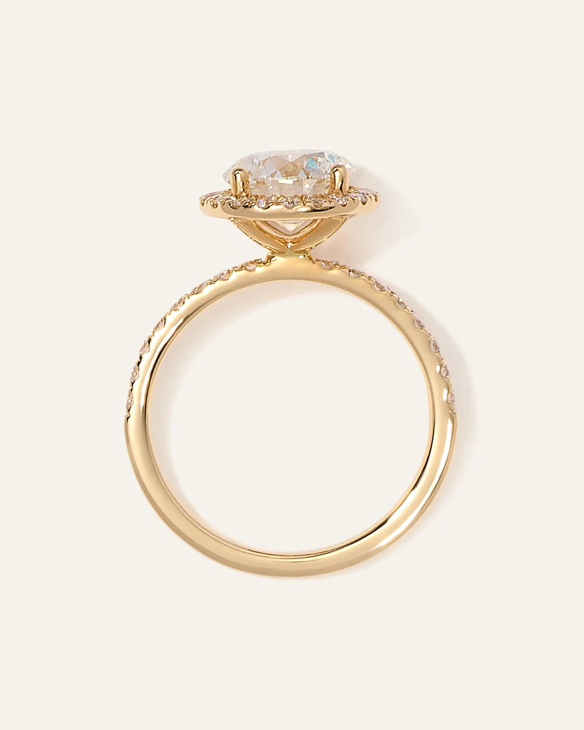 Lab Grown Diamond Round Halo Pave Engagement Ring - 2ct - US 7164