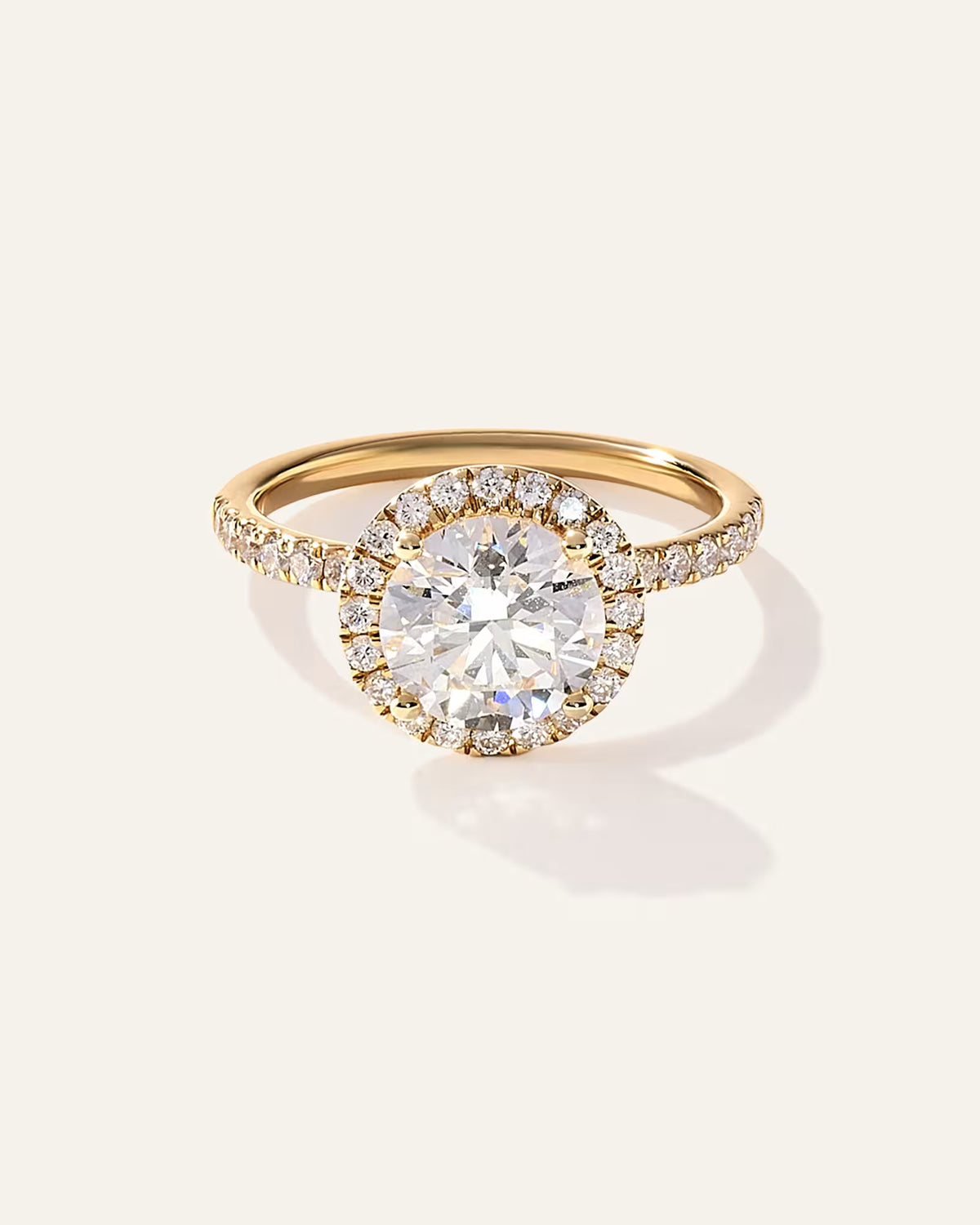 Lab Grown Diamond Round Halo Pave Engagement Ring - 2ct - US 7164