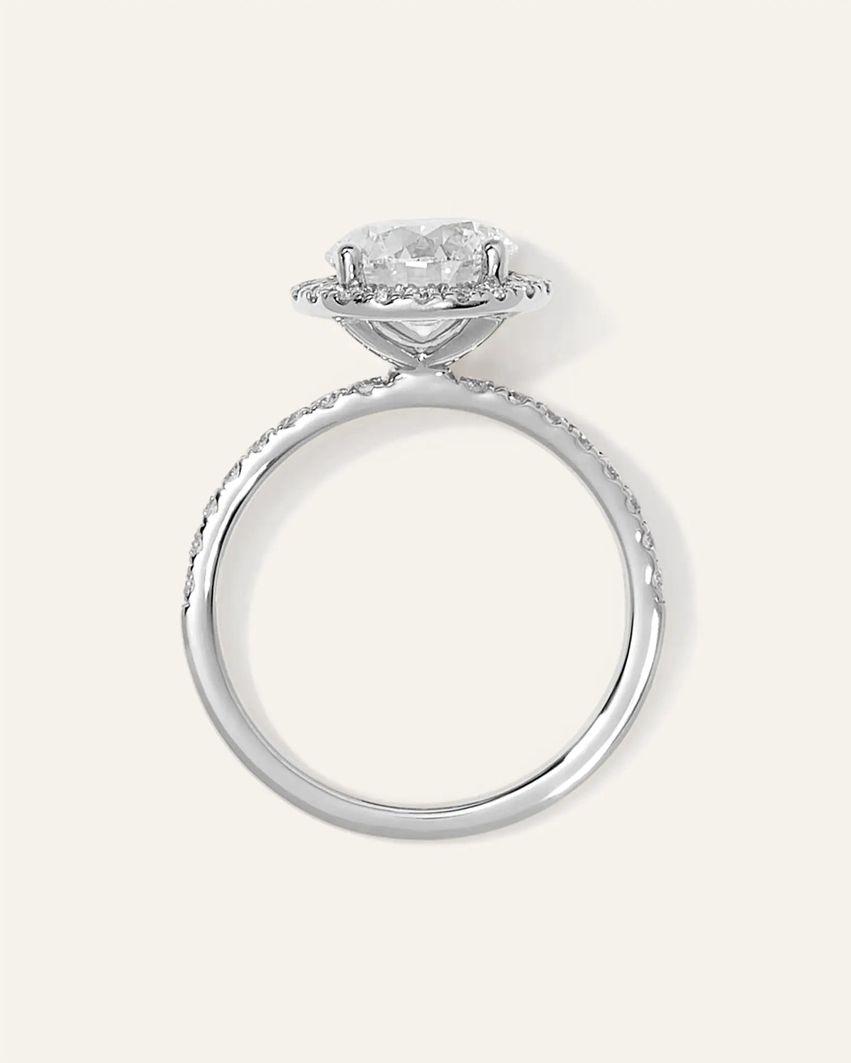 Lab Grown Diamond Round Halo Pave Engagement Ring - 2ct - US 8827