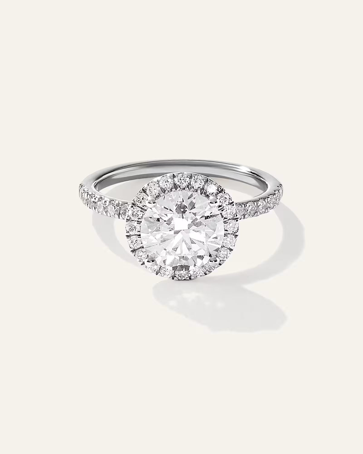 Lab Grown Diamond Round Halo Pave Engagement Ring - 2ct - US 8827