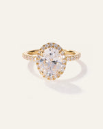 Lab Grown Diamond Oval Halo Pave Engagement Ring - 2ct - US 9373