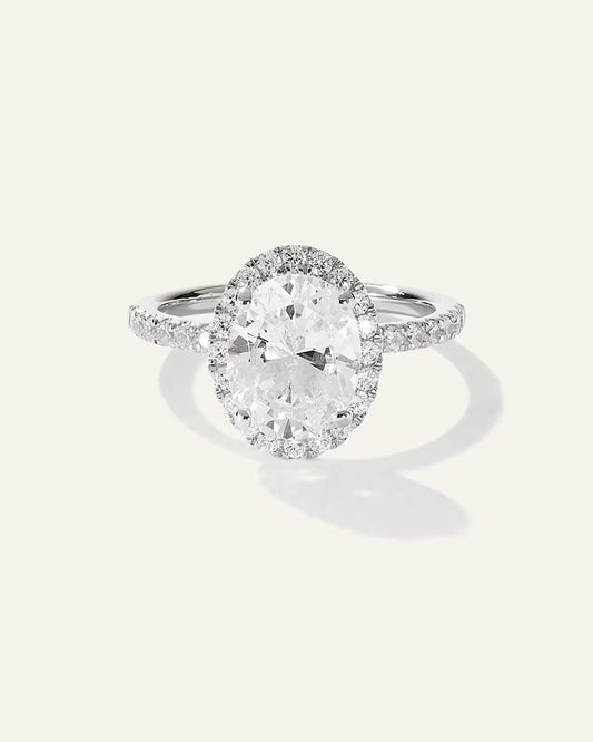 Lab Grown Diamond Oval Halo Pave Engagement Ring - 2ct - US 3697