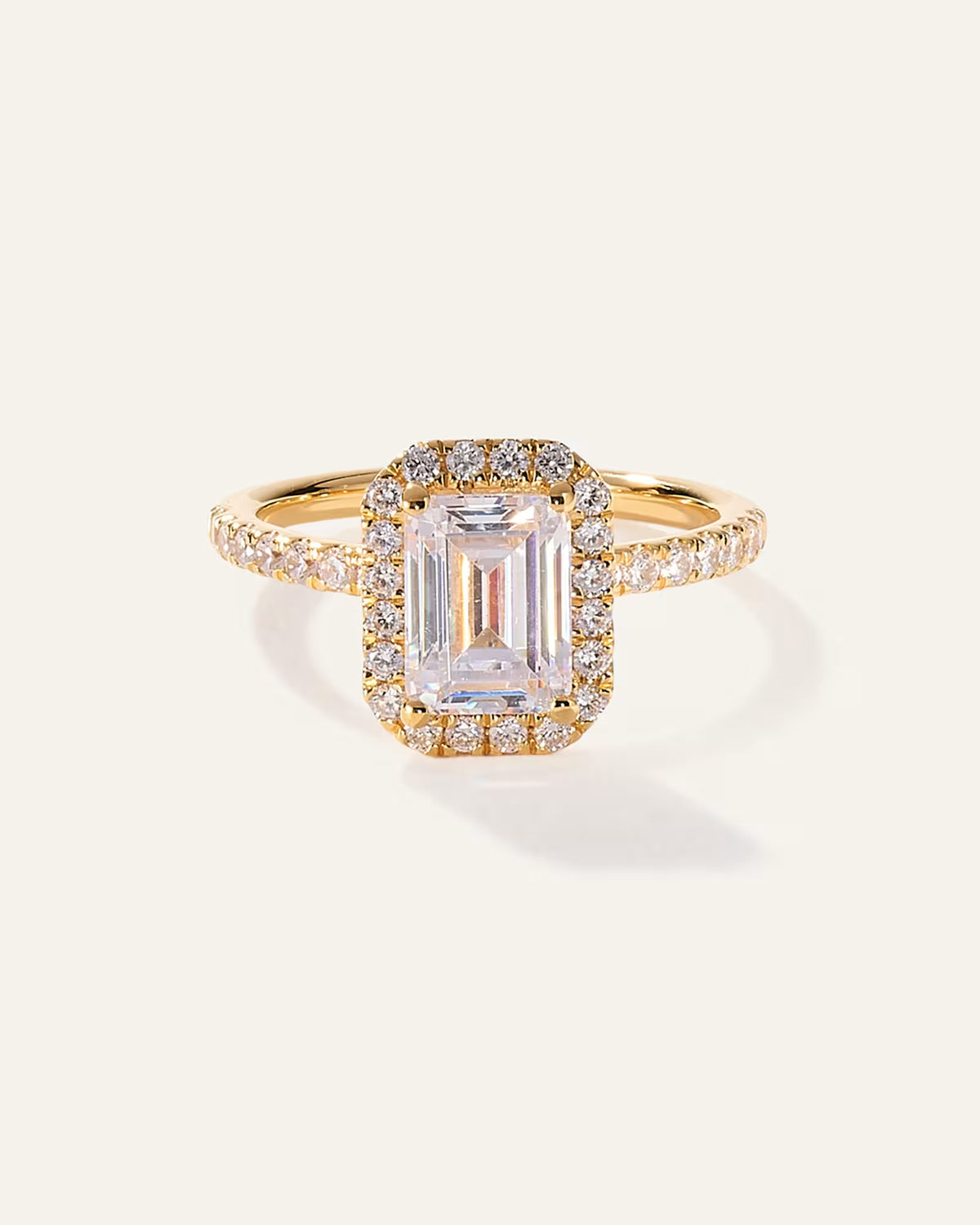 Lab Grown Diamond Emerald Halo Pave Engagement Ring - 2ct - US 8514