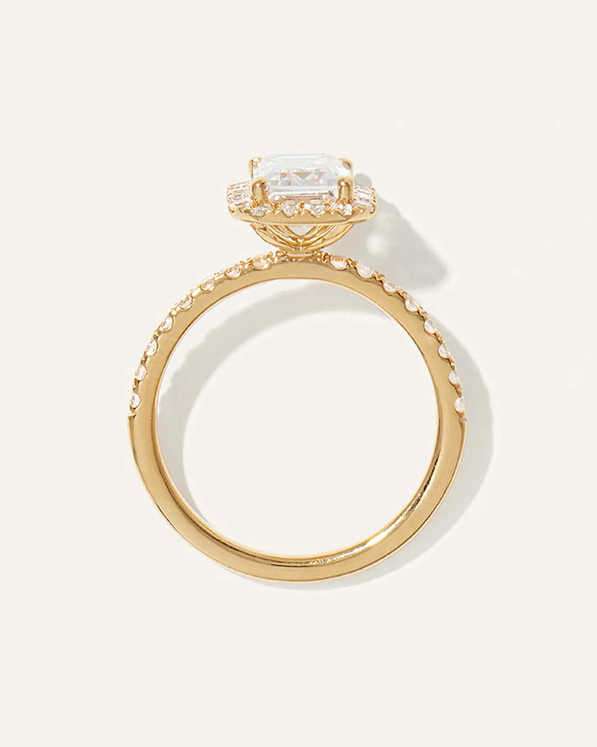 Lab Grown Diamond Emerald Halo Pave Engagement Ring - 2ct - US 8514