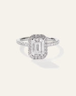 Lab Grown Diamond Emerald Halo Pave Engagement Ring - 2ct - US 4911