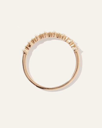 14K Gold Natural Diamond Alternating Round Band - US 1333