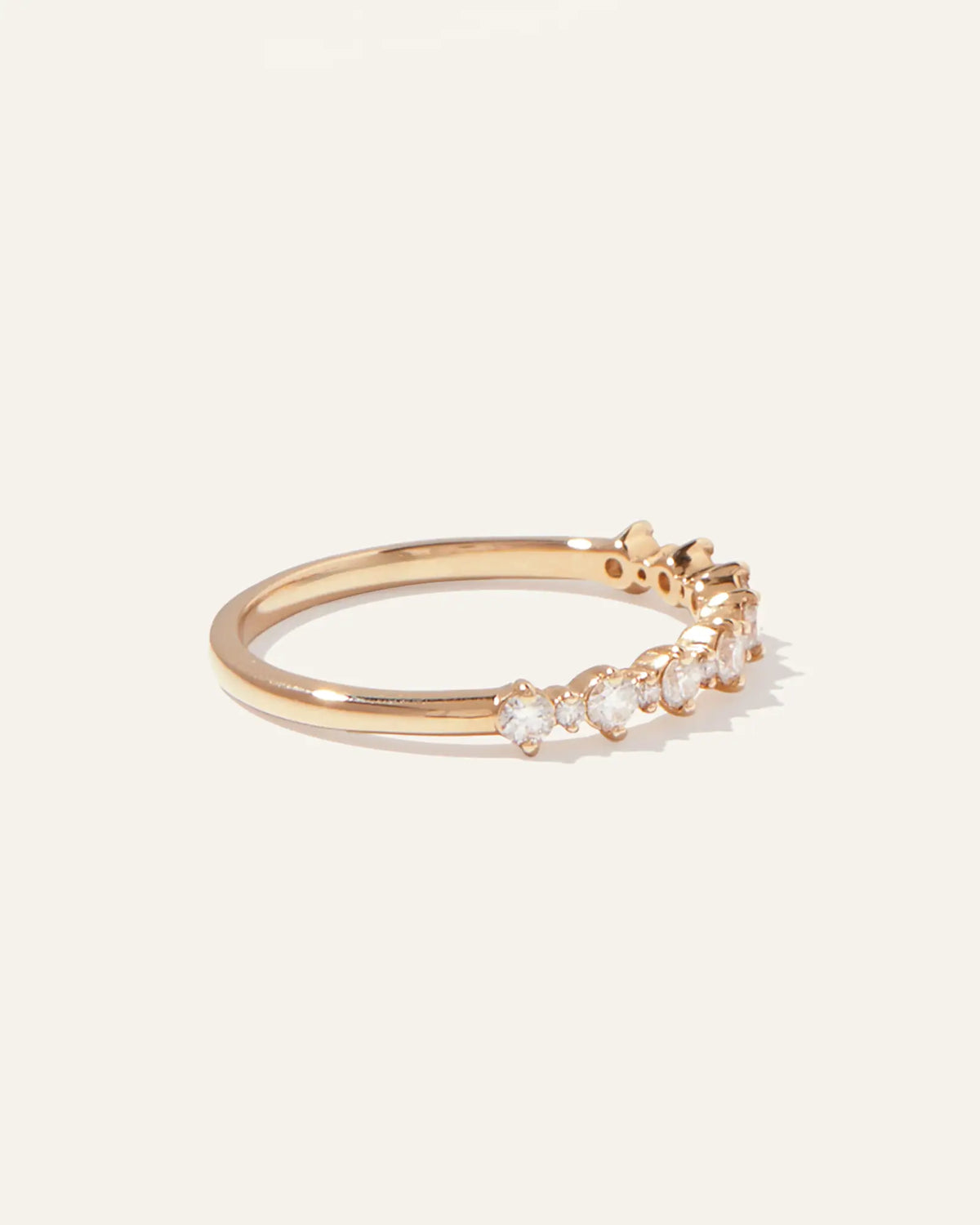 14K Gold Natural Diamond Alternating Round Band - US 1333