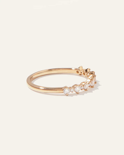 14K Gold Natural Diamond Alternating Round Band - US 1333