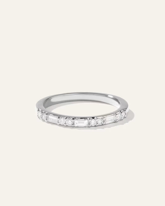 14K Gold Lab Grown Diamond Alternating Baguette & Round Band - US 5295