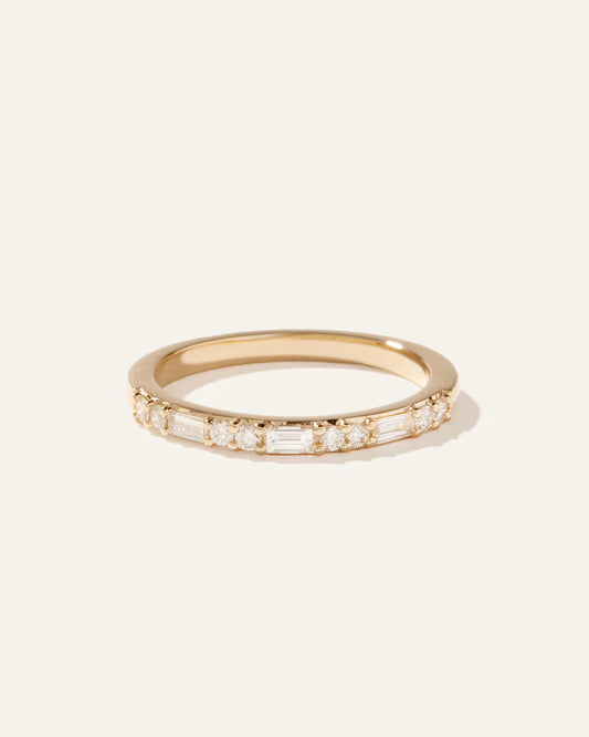 14K Gold Lab Grown Diamond Alternating Baguette & Round Band - US 9155