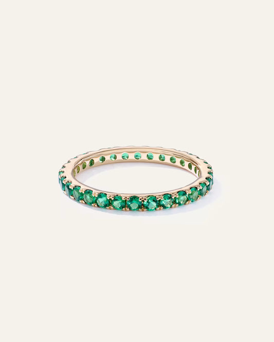 14K Gold Gemstone Pave Eternity Band - US 2896