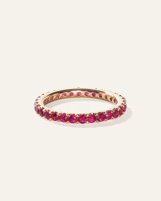 14K Gold Gemstone Pave Eternity Band - US 6748