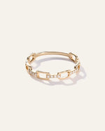 14K Gold Diamond Paperclip Link Ring - US 4949