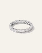 Women's Lab Grown Diamond Emerald East-West Bezel Eternity Band Rings in Yellow Gold - US 9626